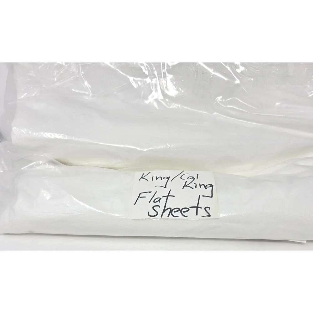 The Company Store White Cotton Percale Flat Sheet King Cal King 50652A OEKO-TEX